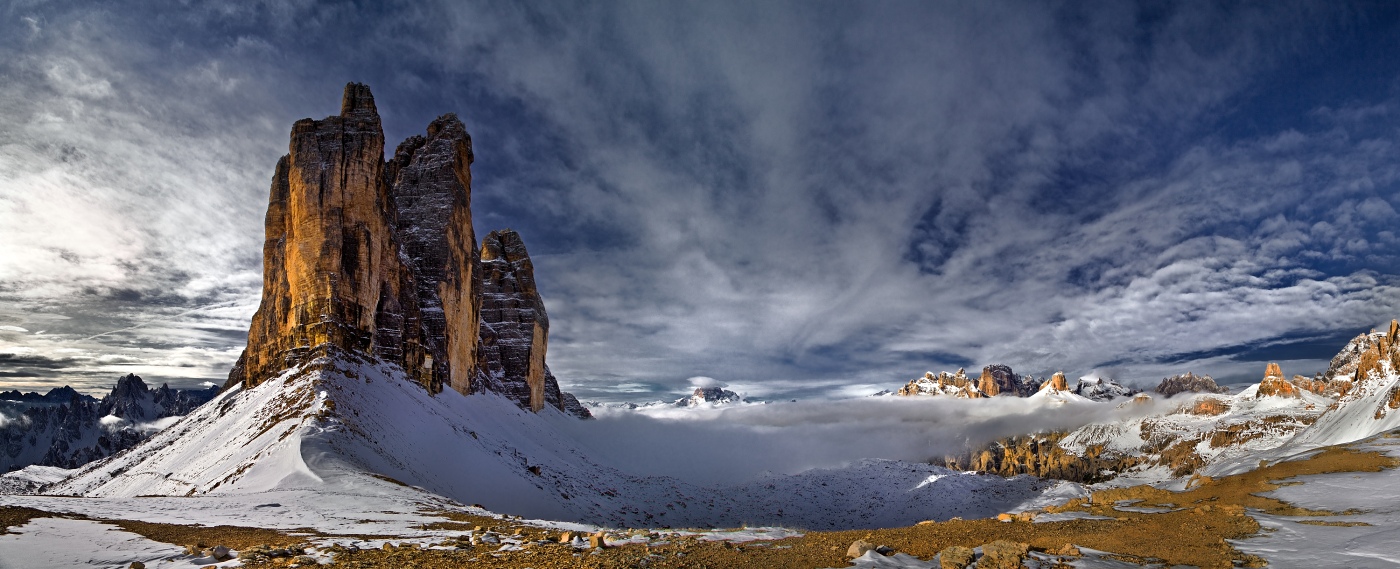 Tre Cime, Dolomity, Itálie. Canon EOS 50D, Canon EF-S 17-85mm f/4,0-5,6 USM IS, clona f/11, čas 1/160, ohnisko 28 mm.