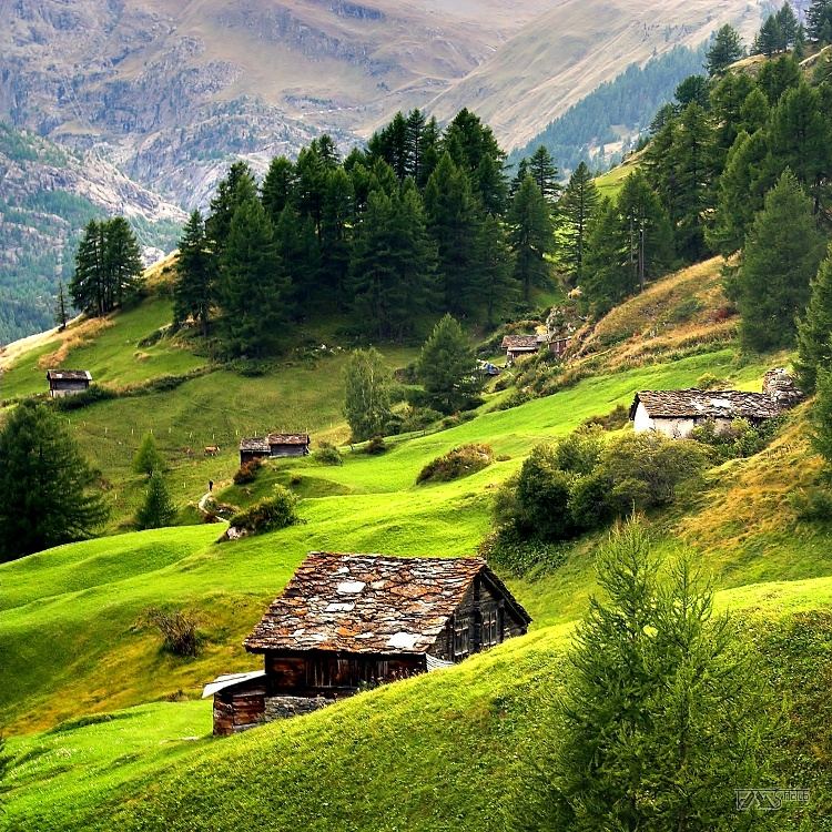 Trek kolem Matterhorn, Walliské Alpy, Louky a pastviny nad Zermattem