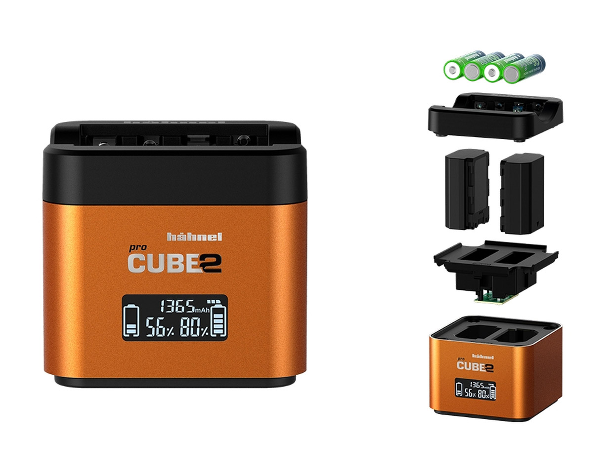 Hahnel proCUBE 2 a adaptér pro nabíjení AA baterií