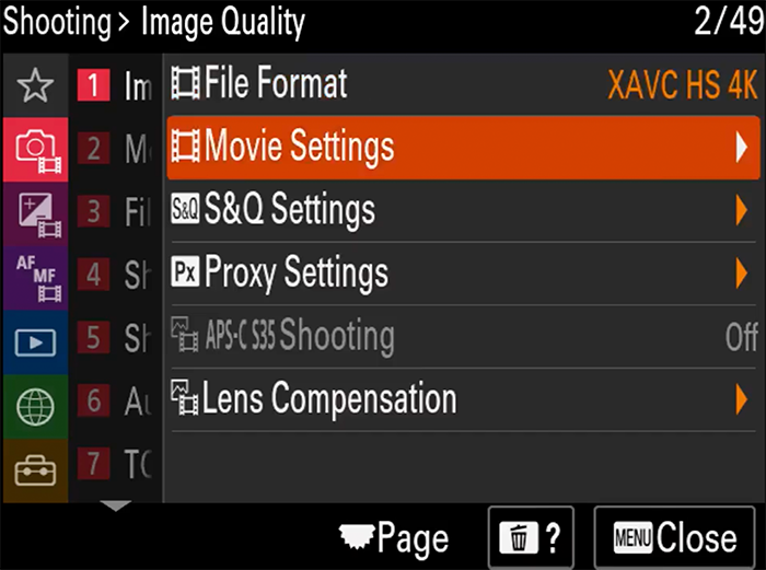 Nové menu Sony
