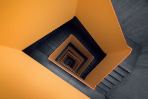 A modern staircase in a building in Zurich, Switzerland