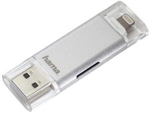Hama čtečka karet Lightning+USB 3.0 Save2Data, microSD, stříbrná