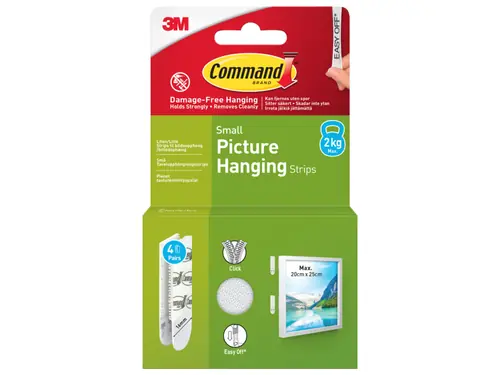 3M Command™ Picture Hanging Strips (S) - závěsné pásky na obrazy, 4 páry, bílé