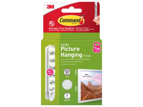 3M Command™ Picture Hanging Strips (L) - závěsné pásky na obrazy, 4 páry, bílé