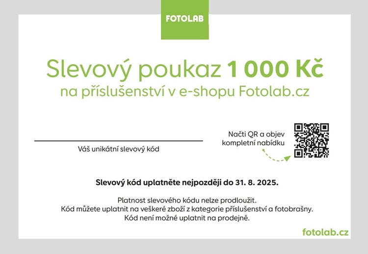 FOTOLAB voucher na nákup příslušentví v hodnotě 1000 Kč