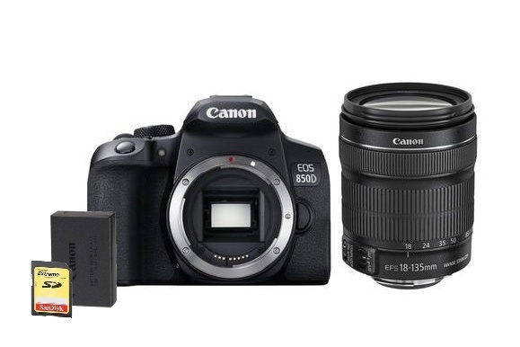 Canon EOS 850D + 18-135mm IS STM + náhradní akumulátor + 128GB karta