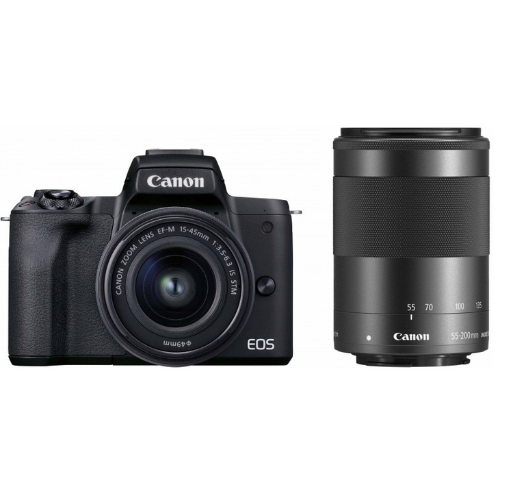Canon EOS M50 Mark II + 15-45mm + 55-200mm černý