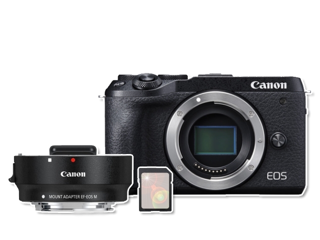 Canon EOS M6 Mark II + EF-EOS M Mount adaptér + 32GB karta