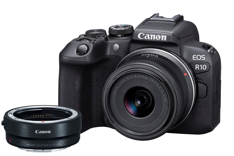 Canon EOS R10 + RF-S 18-45mm IS STM + EF-EOS R mount adaptér