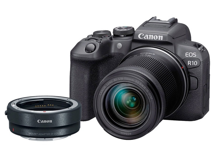 Canon EOS R10 + RF-S 18-150mm IS STM + EF-EOS R mount adaptér