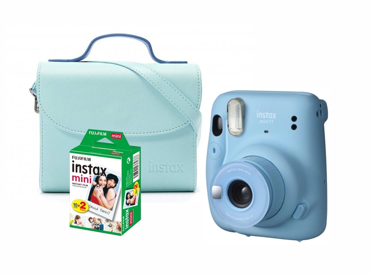 Fujifilm INSTAX Mini 11 modrý + INSTAX pouzdro + COLORFILM Instax Mini (20ks)