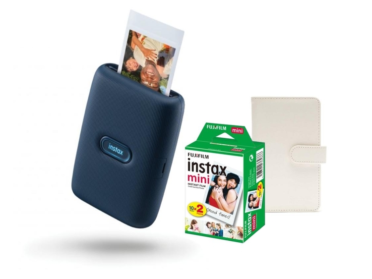 Fujifilm Instax Mini Link - tmavě modrá + COLORFILM Mini (2x10ks) + LAPORTA album
