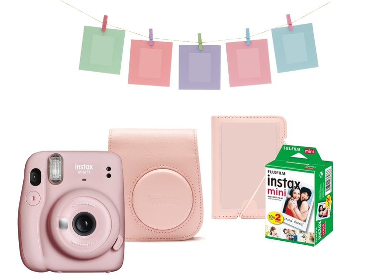 Fujifilm INSTAX Mini 11 růžový + Accessory kit + COLORFILM (20ks)