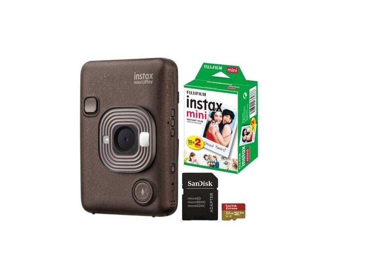 Fujifilm instax mini LiPlay™, bronzová + Colorfilm (20ks) + 32 GB microSD + adaptér