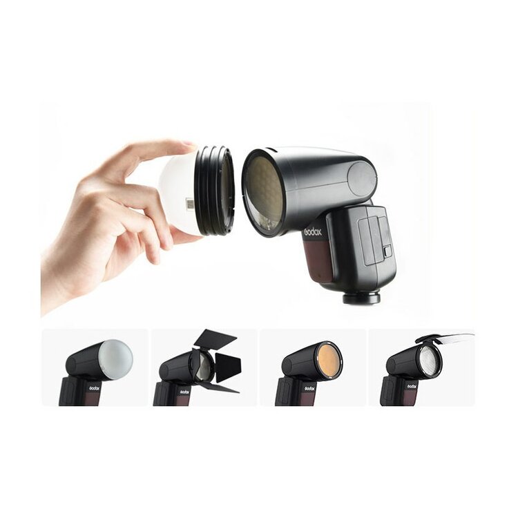 Godox V1-O (Olympus/Panasonic) - blesk s kruhovou hlavou a Li-ion baterií