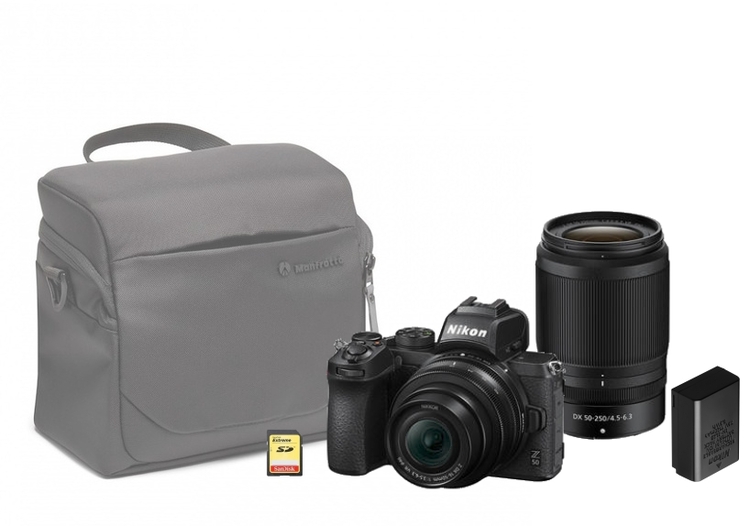 Nikon Z50 + 16-50mm DX + 50-250mm DX + brašna + 2. akumulátor + 64GB karta