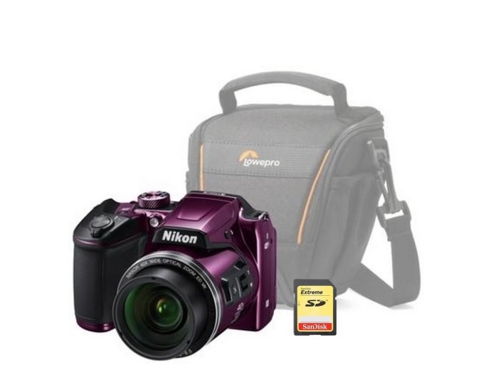 Nikon Coolpix B500 fialový + brašna + 32GB karta