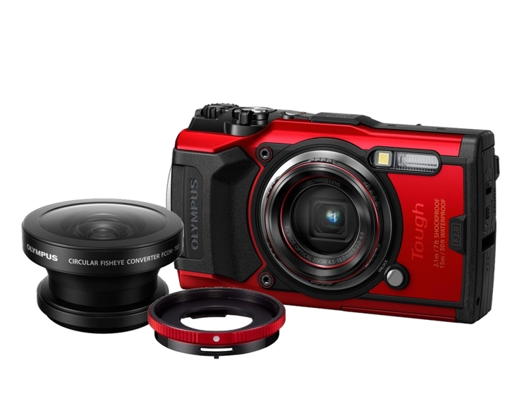 Olympus Tough TG-6 červený + předsádková čočka FCON-T02 + adaptér CLA-T01