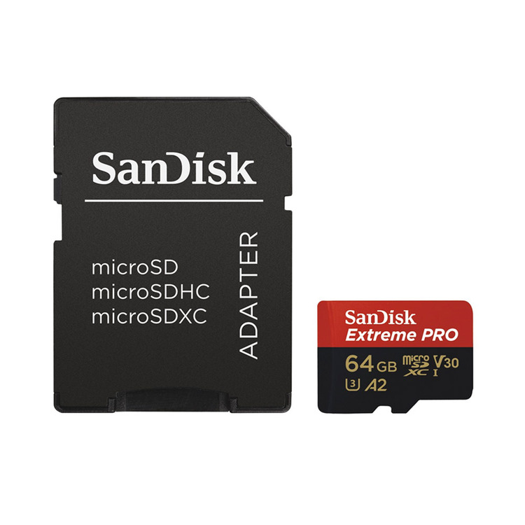 SanDisk Extreme Pro microSDXC 64GB 170 MB/s A2 C10 V30 UHS-I U3 + Adaptér