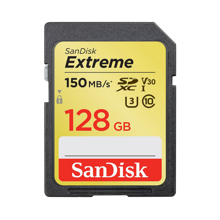 SanDisk Extreme SDXC 128GB 150 MB/s C10 V30 UHS-I U3