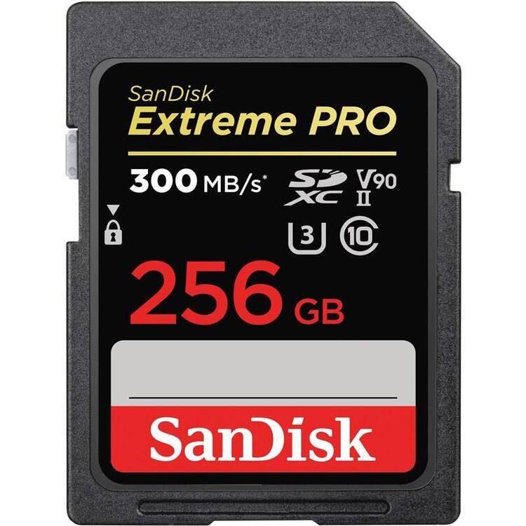 SanDisk Extreme PRO 256GB SDXC 300 MB/s, UHS-II, Class 10, U3, V90