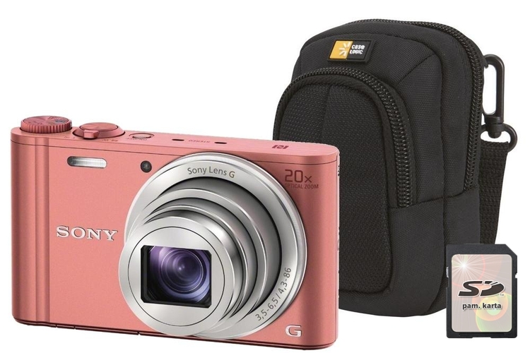 Sony Cyber-shot DSC-WX350 růžový + pouzdro + 16GB SDHC
