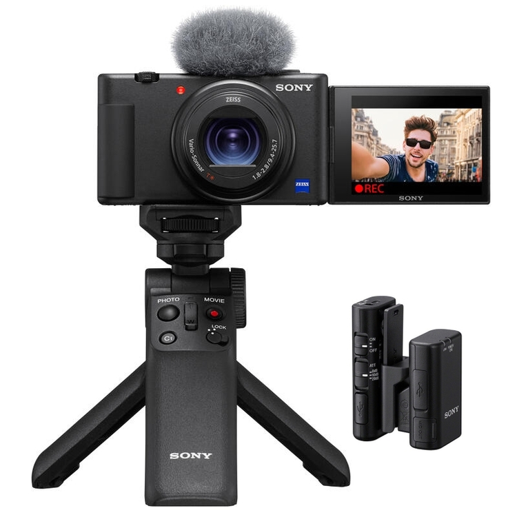 Sony vlog camera ZV-1 + grip + mikrofon (Sony GV-VPT2BT + Sony ECM-W2BT)
