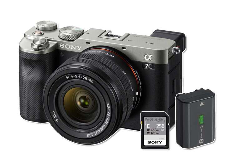 Sony Alpha A7C + 28-60mm stříbrný + náhr. akumulátor + 256GB karta (UHS-II)