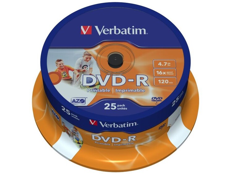 Verbatim DVD-R printable 4.7 GB, 16x, AZO, spindle, 25ks