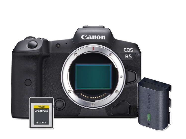 Canon EOS R5 + náhradní akumulátor + 128GB CFexpress