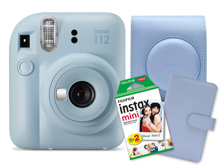 Fujifilm instax mini 12™, modrý + Colorfilm (20ks) & album & pouzdro