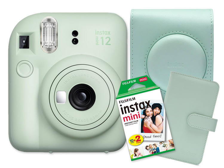 Fujifilm instax mini 12™, zelený + Colorfilm (20ks) & album & pouzdro
