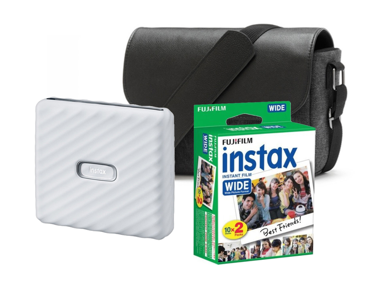 Fujifilm instax Link WIDE™, bílá + Colorfilm (20ks) + brašna
