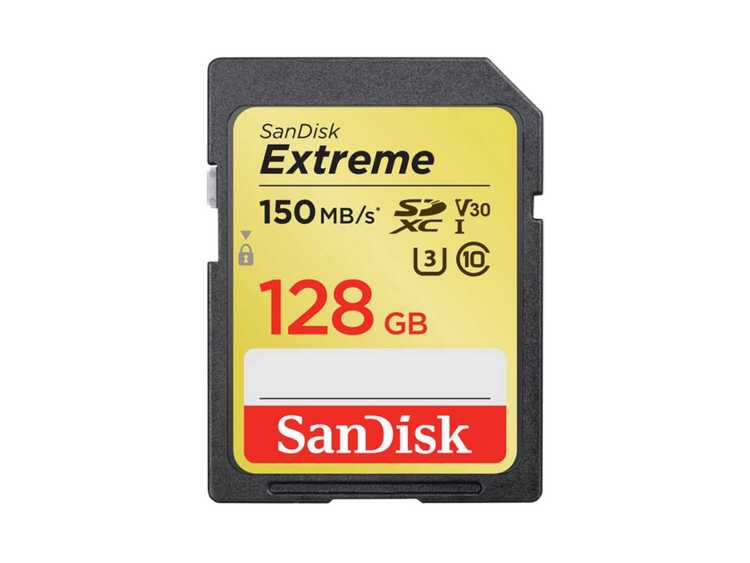 SanDisk Extreme SDXC 128GB 150 MB/s C10 V30 UHS-I U3