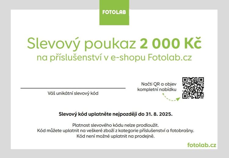 FOTOLAB voucher na nákup příslušentví v hodnotě 2000 Kč