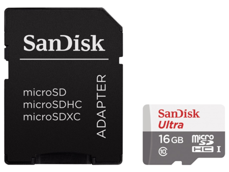 SanDisk Ultra microSDHC 16GB 80MB/s Class 10 UHS-I + Adaptér
