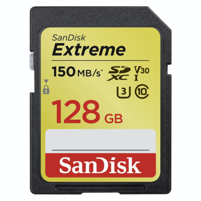 SanDisk Extreme SDXC 128GB 150 MB/s C10 V30 UHS-I U3