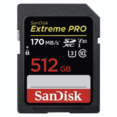 SanDisk Extreme Pro SDXC 512GB 170MB/s C10 V30 UHS-I U3