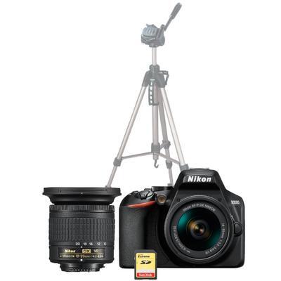 Nikon D3500 + 18-55mm AF-P DX VR + 10-20mm AF-P VR + 32GB karta + stativ