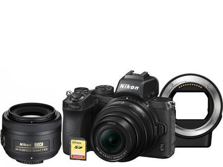 Nikon Z50 + 16-50mm DX + FTZ adapter + 35mm f/1.8G AF-S DX + 64GB karta