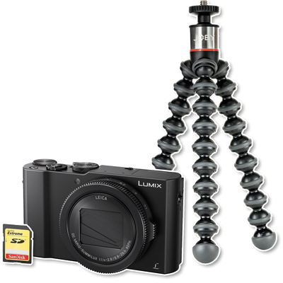 Panasonic Lumix DMC-LX15 černý + stativ + 64GB karta
