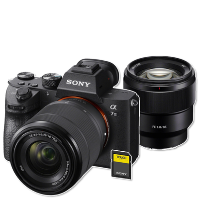 Sony Alpha A7 Mark III + 28-70mm + FE 85mm f/1.8 + 64GB karta