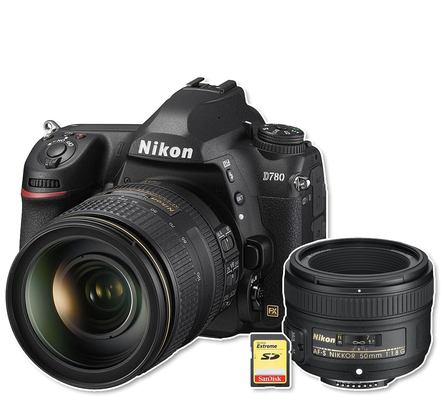 Nikon D780 + AF-S 24-120mm f/4 VR + 50mm f/1.8G AF-S + 128GB karta