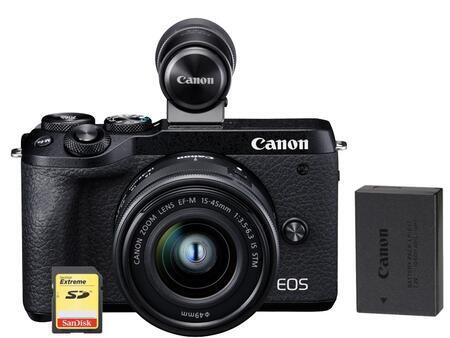 Canon EOS M6 Mark II + EF-M 15-45mm IS STM + EVF-DC2 + 2. akumulátor + 64GB karta