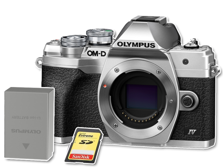 Olympus OM-D E-M10 Mark IV stříbrný + 2. akumulátor + 64GB karta