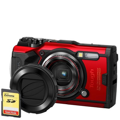 Olympus Tough TG-6 červený + krytka LB-T01 + 32GB SDHC karta