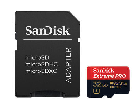 SanDisk Extreme Pro microSDHC 32GB 100 MB/s A1 Class 10 UHS-I V30 + adaptér
