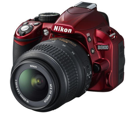 Nikon D3100 červený + 18-55 II AF-S DX