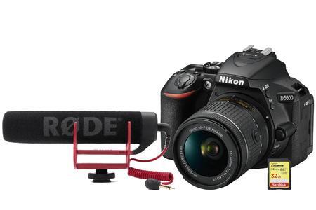 Nikon D5600 + 18-55mm AF-P DX VR + Rode VideoMic GO + 32GB SDHC