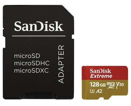 SanDisk Extreme microSDXC 128GB 160 MB/s A2 C10 V30 UHS-I U3 + adaptér (183506)